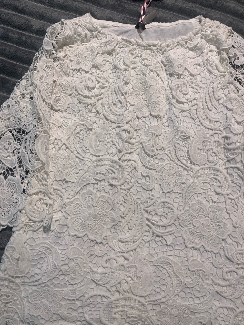 lola Ivory Crochet Lace Floral Blouse